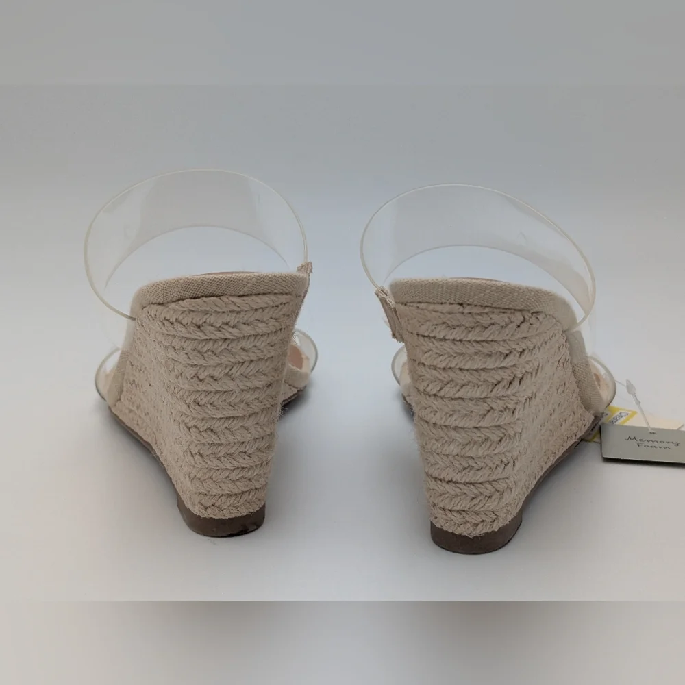 a new day Beige Clear-Strap Wedge Espadrilles